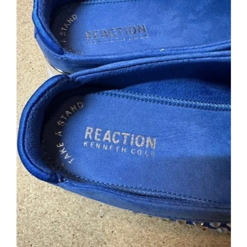 Kenneth Cole Reaction Platform Sneaker Womens 8.5 Blue Suede Rhinestone  NWOT